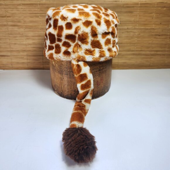Giraffe Hat with Horns & Tail Lined Casual Winter Halloween Wildlife Critters - Picture 5 of 11